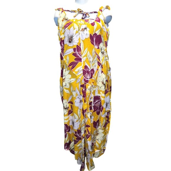 Band of the Free NWT Euphoria Gold Floral Wide Leg Jumpsuit Sz Small Womens Yell - Picture 10 of 14